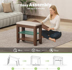 Shoe Bench for Entryway, Solid Rubberwood Shoe Bench with Hidden Storage, Adjustable 2-Tier Shelves & Soft PU Leather Seat, Shoe Rack Durable Easy Assembly for Hallway or Bedroom - Beige, 23.6"