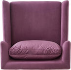 Merax Luxury Velvet Accent Chair, Modern Mid-Century Armchair for Living Room, Bedroom Reading Corner, Comfortable Tufted Single Seater Sofa Chair with Iron Legs (Purple)