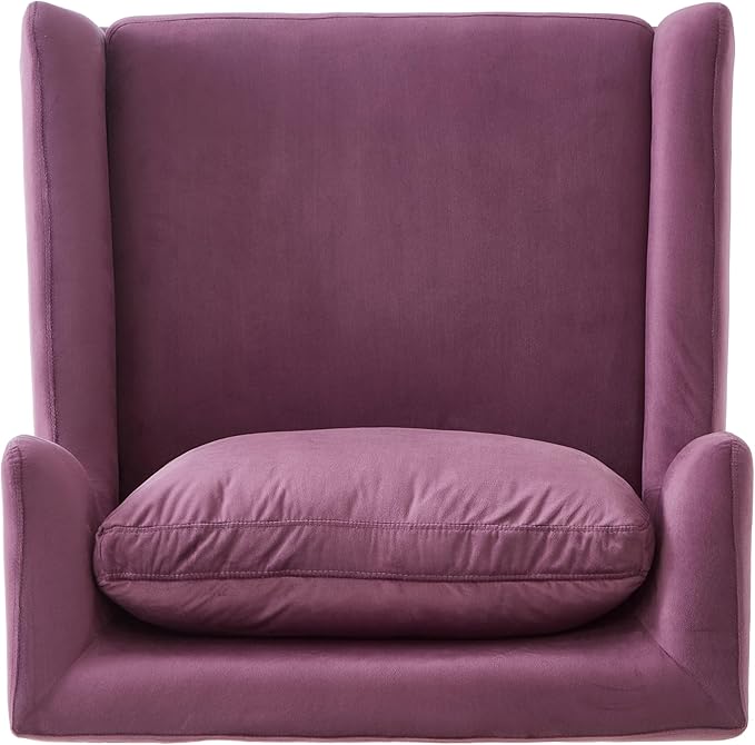 Merax Luxury Velvet Accent Chair, Modern Mid-Century Armchair for Living Room, Bedroom Reading Corner, Comfortable Tufted Single Seater Sofa Chair with Iron Legs (Purple)