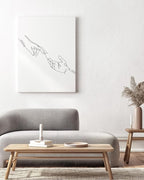 Minimalist Reaching Hands Wrapped Canvas Wall Art Continuous Line Drawing Connection 24x36 Inch Gallery Stretched Modern Aesthetic Home Art Decor