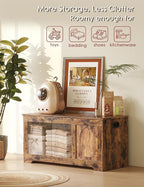 DINZI LVJ Storage Chest, 39.4” Wooden Toy Box with 2 Safety Hinges, Entryway Shoe Bench with Flip-Top, Sturdy Large Storage Trunk for Living Room, Bedroom, Playroom, Easy Assembly, Rustic Brown