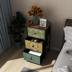 Tohomeor Small Dresser for Bedroom with Retro Flower Narrow Drawers Slim Chest of Drawers Skinny Nightstand Sofa End Table for Living Room Entryway Closet Storage (Multi, 3 Drawers)