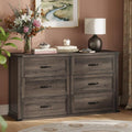VASAGLE LIRY Collection - 6-Drawer Dresser for Bedroom, 54-Inch Wide Modern Farmhouse Chest of Drawers with Metal Handles, TV Stand, for Living Room, Entryway, Anti-Tipping, Taupe Brown ULTS661TA01S