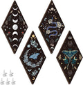 Romart Moon Phase Wall Decor: 4 Pieces Boho Moon Phases Moth Wall Art Wooden Gothic Witchy Hanging Wall Decor Minimalist Wall Pediments for Bedroom Living Room Home Decorations