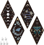 Romart Moon Phase Wall Decor: 4 Pieces Boho Moon Phases Moth Wall Art Wooden Gothic Witchy Hanging Wall Decor Minimalist Wall Pediments for Bedroom Living Room Home Decorations