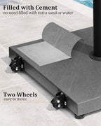 42lbs Patio Umbrella Base with Wheels - Heavy Duty Outdoor Patio Market Umbrella Stand for Deck with Rollers, Poolside, Balcony, Wind-Resistant Design, Grey