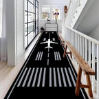 Airport Long Hallway Rug Runners, 2x6ft, Airplane Runway Track Indoor Area Mat, Anti-Skid Durable Nursery Decor Carpets, Cozy Low Pile Easy Clean Printed Rugs for Family Kids Bedside