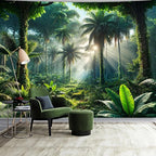 BSFHH Nature Tapestry Forest Tree Sea Cave Wall Hanging, Stream Through Rainforest Landscape Wall Art Tapestry for Bedroom Living room (Rainforest, 79"×59", Unframed)