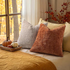 decorUhome Spring Rust Chenille Throw Pillow Covers 16x16 Set of 2 Textured Soft Cozy Slubby Couch Pillow Covers Modern Farmhouse Boho Decorative Pillow Cases for Bed Sofa Living Room
