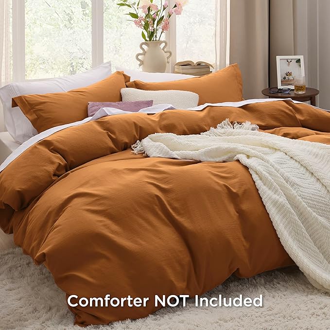 Bedsure Honey Ginger Duvet Cover Twin/Twin XL Size - 2 Pieces Prewashed Cotton-Like Extra Soft Bedding Set, Includes 1 Twin Duvet Cover 68x90 Inches with Zipper Closure & 1 Pillow Sham, No Comforter