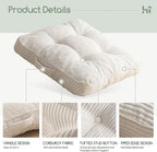 HIGOGOGO Washable Floor Pillow Cushion for Adults, Meditation Cushion Pillow, Large Square Floor Sitting, Removable Tufted Corduroy Cover, for Tatami Living Room or Yoga, 22x22 Inch, Machine Washable
