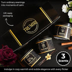 Candle Gift Set of 3 Cinnamon Vanilla|Jasmine|Black Rose Strong Scented Soy Candels Natural Non Toxic Velas Aromáticas Favors for Women Coworkers Friends Guests Also for Diwali Christmas Holidays