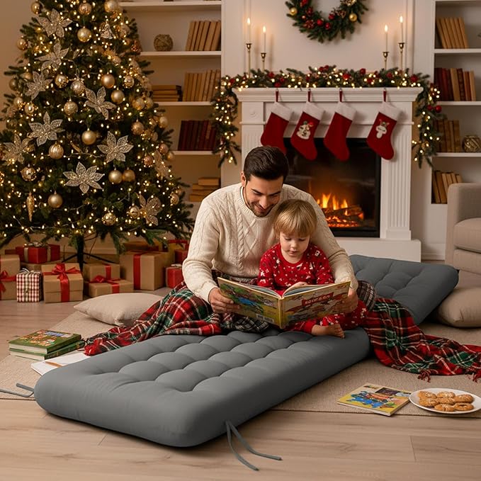 Long Floor Cushion Large Floor Cushion with Brushed Cotton 74.8 x 27.5 x 3.15 in Jumbo Lounger Pillow for Outdoor Indoor Bay Window Meditation Yoga Reading Sleeping (1 Pc,Dark Gray)