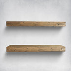 Urbandi Rustic Distressed Floating Shelves, Set of 2, Handmade Out of Pine Wood, 3 Inch Thick, Made in USA (Aged Barrel, 24Lx3Hx6D)