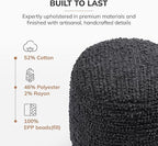 Anji Mountain Artisan Crafted Cotton Blend Pouf Ottoman | Versatile Floor Seating & Footstool for Living Room | Modern Boho Home Décor Accent | Filled Pouffe