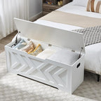 Storage Chest Extra Large,Storage Trunk with 2 Safety Hinges,Wooden Storage Bench,Shoe Bench,47.2x15.7x19.1 Inch,Easy Assembly,Storage Bench for Bedroom,Living Room,entryway (White, 47.2x15.7x19)