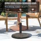 Tangkula 27 lbs Round Resin Patio Umbrella Base, Heavy-Duty Outdoor Umbrella Stand W/Adjustable Knob, All-Weather Resistance, Rattan Design, Suitable for Poolside, Yard, Street, Easy Assembly