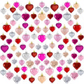 100 PCS Valentine Day Heart Shaped Ornaments Romantic Various Styles Heart Hanging Baubles Colorful Romantic Glossy Hearts Valentine's Day Decor for Outdoor Indoor Party Anniversary Crafts