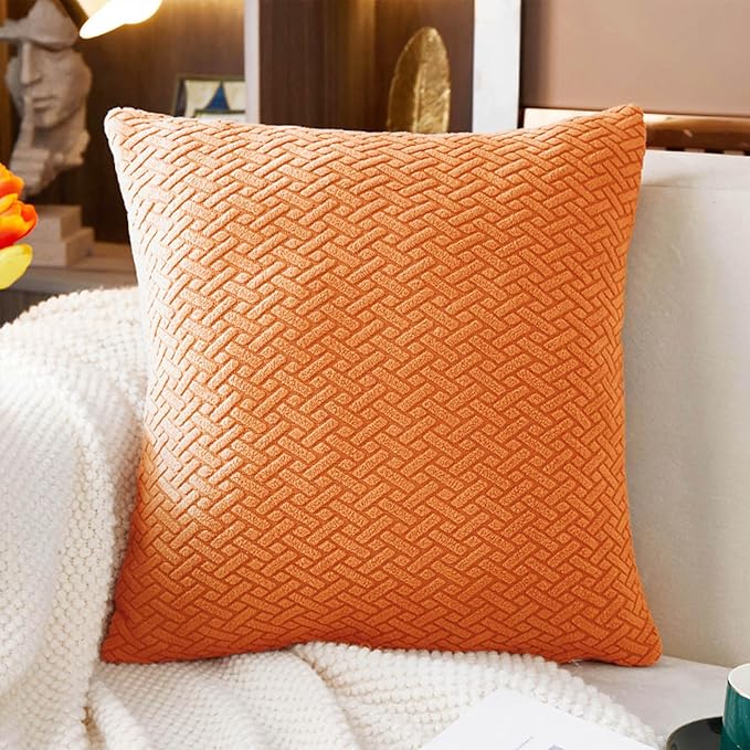 Sofa Covers Couch Covers for Sofa Pet Friendly Couch Cushion Covers Universal Sofa Covers Washable Stretch Slipcovers for Sectional Sofa (Texture Orange, Pillow Cover 15 * 15inch)