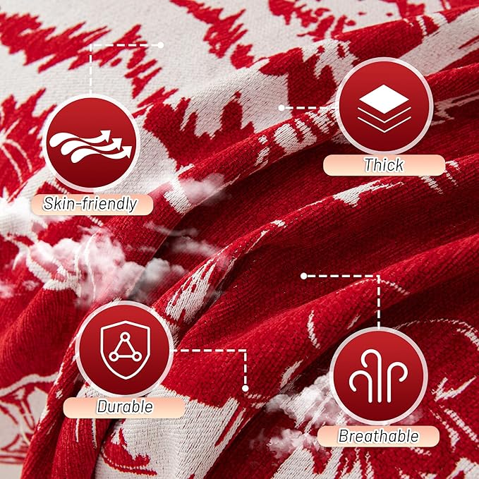 MYSKY HOME Christmas Couch Cover, Sofa Cover for 2 Cushion Couch, Non-Slip Soft Sofa Slipcover Protector, Sofa Covers Washable, Couch Covers for Sectional Sofa, Sofa Towel for Pet Cat Dog, 71" x 118"