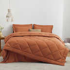 Love's cabin Queen Comforter Set Terracotta, 7 Pieces Queen Bed in a Bag, All Season Bedding Sets with 1 Comforter, 1 Flat Sheet, 1 Fitted Sheet, 2 Pillowcase and 2 Pillow Sham