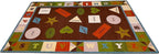 KIDCARPET.COM Shapes & Alphabets - Earth Tone Rectangle Classroom Rug | Bordered Area Rug for Preschool Daycare Learning, 7'6" x 12'