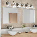 6-Light Bathroom Light, Brushed Nickel Vanity Light Fixture Over, Mirror,Modern Wall Lamp with Clear Glass Shade Wall Sconce Lighting for Living Room, Bedroom, Hallway
