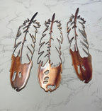 HG Artworks Metal Wall Accent Feather Trio Southwestern Decor Accents