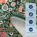 GarveeHome Green Vintage Floral 2x6 Runner Rug Washable Kitchen Rugs Non Slip Boho Long Rug for Hallways Bedroom Entryway Bathroom Mat with Rubber Back