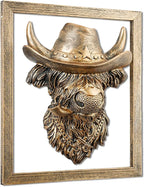 Zotabe 5PCs Animal Heads Wall Decor, Animal Sculptures Wall Dec, Bull Head Wall Decor, Vintage Wall Sculpture, Resin Wall Hanging Decoration for Living Room Bedroom Kitchen Gift (Cowboy Bovine, 1)