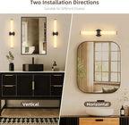 23.8in Alabaster Wall Sconce, Black Sconces with Spanish Marble, Modern Brass Wall Mounted Lamp, Hardwired LED Wall Lighting for Bathroom Bedroom Living Room Staircase Hallway Dining Room