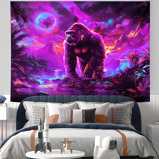 NYZE Astronaut Space Tapestry for Bedroom, Glow in the Dark Room Decor Wall Tapestries, Cool Galaxy Planet Wall Hanging, Wall Hanging for Men Guys Gamer Room Dorm Living Room 59in×51in