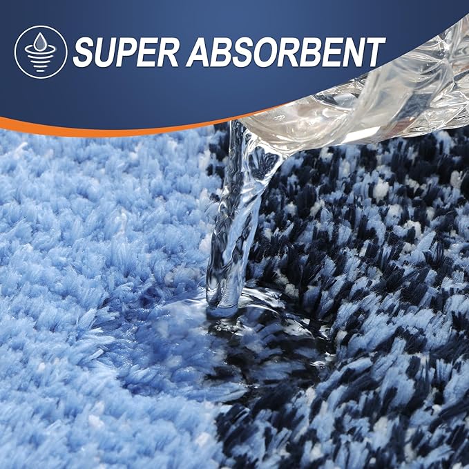 OLANLY Bathroom Rug Set 2 Piece, Soft Absorbent Microfiber Bath Rug Set, Non-Slip, Machine Wash Dry, Plush Shaggy Bath Mats for Bathroom (30"x20"+24"x16", Navy)