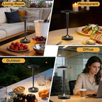 Cordless Lamp Rechargeable LED Table Light,48Hrs Battery Operated Table Lamp,Potable Lamp with Stepless Dimming and Waterproof Lamp for Kitchen,Dining,Shower,Outdoor Patio,Camping (1PBlack)