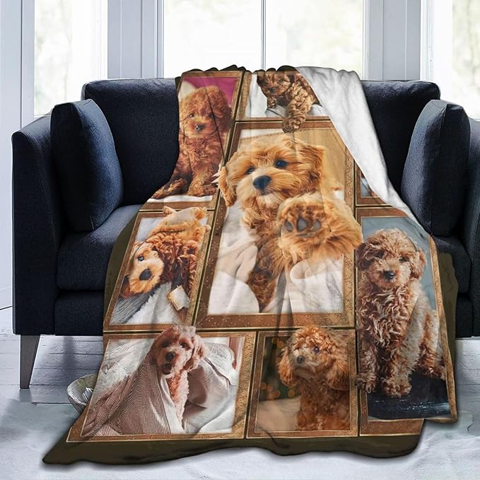 Poodle Blanket for Dog Lover Gifts Cute Poodle Throw Blanket for Girls Boys Women Man Plush Cozy Flannel Fleece Ultra Soft Fuzzy Blankets 60"X50"