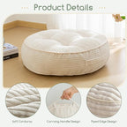 6" Washable Floor Pillow Cushion for Adults, Meditation Cushion Pillow, Large Round Floor Sitting, Removable Tufted Corduroy Cover, for Tatami Living Room or Yoga, 22x22 Inch, Machine Washable