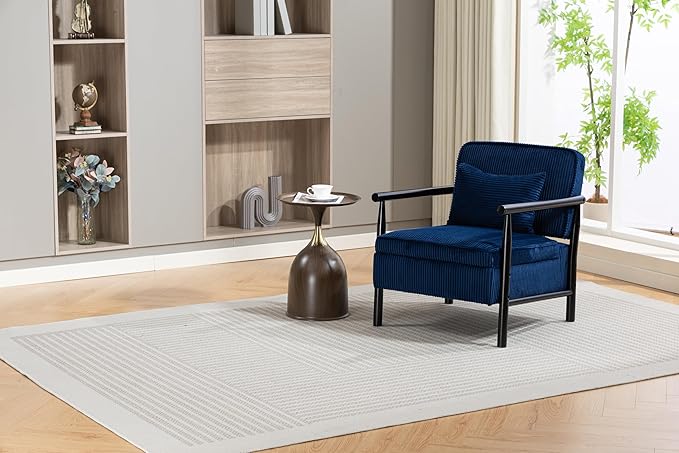 KEIKI Mid Century Modern Accent Chair with Storage, Reading Chair with Wooden Arms and Lift-up Seat for Organization