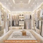 Armocity 8FT Closet System, 96 inches Closet Organizer System with Drawers, Closet Systems for Walk-in Closet, Built in, Greige Oak