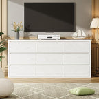 GarveeHome 9 Drawer Dresser for Bedroom, Wide Modern Chest of Drawers, Large Wood Dresser Wooden Storage Organizer for Living Room, Hallway Entryway
