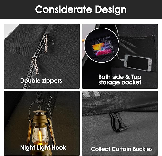Bed Tent Bed Canopy Full Size,One-Click Bed Tents Breathable Privacy Sleep Tent with 3 Large Doors for Kids and Adult