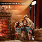 Modern LED Floor Lamp - Remote & Touch Control, Sky Torchiere Standing Lamp, Fully Dimmable, 3 Color Temperatures, Ideal for Living Room & Bedroom, Easy to Assemble(White)