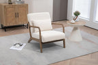 KEIKI Mid Century Modern Accent Chair, Ergonomic Design Armchair with Solid Wood Base, Includes Lumbar Cushion for Back Support