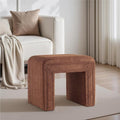 Get Set Style Vanity Stool Chair,Modern Boucle Ottoman Foot Stool with Wooden Legs Sofa Bench Footstool Extra Seat for Vanity,Makeup Room,Living Room,Entryway,Office (Fully Assembled) (Brown)