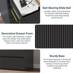 Fluted 5 Drawer Dresser, 43" Tall Dresser Chest of Drawers Curved Profile Design, Wood Mid Century Vertical Dresser Natural Texture for Bedroom, Black Dresser