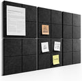 Bumusty Large Felt Bulletin Board, 36" x 24" Cork Board Alternative, 6-Pack Wall Tiles with 4-Compartment Design, 30 Push Pins, 40 Adhesive Tabs, Ideal for Office & Home Decor, Charcoal Gray