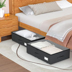 Underbed Storage Bins with Wheels, No Assembly Required - 7.5 inch height Black Large Capacity Rolling Underbed Containers for Shoes, Dorm under bed storage drawers