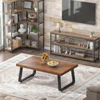 IBF Rustic Coffee Table, Industrial Solid Wooden Tea Table, Farmhouse Real Wood Center Coffee Table, Modern Minimalist Rectangle Cocktail Table, 39 in