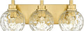 Bathroom Light Fixtures Over Mirror, 3-Light Brushed Gold Vanity Light with Clear Hammered Glass Globe Shade, Modern Sconces Wall Lighting Bedroom Hallway, VL200-BG-3