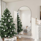 MISSDAY Oversized Arched Full Length Mirror, 81"x41" Black Full Body Mirror with Stand, Floor Mirror Large Free Standing, Leaning or Hanging, Aluminum Frame Mounted Mirrors Wall Mirrors for Bedroom