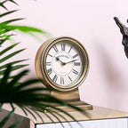 NIKKY HOME Vintage Gold Mantle Clock, Silent Non-Ticking Battery Operated Rustic Table Desk Shelf Clock for Living Room Decor